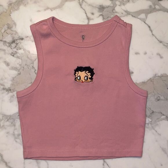 Betty Boop Tank Top Cropped Pink Size XS - Picture 2 of 9